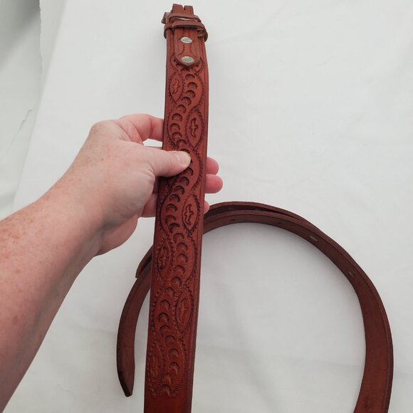 Vintage 1950's Tooled Leather Belt with "MACK" Engraving - size 38 - Picture 5 of 7